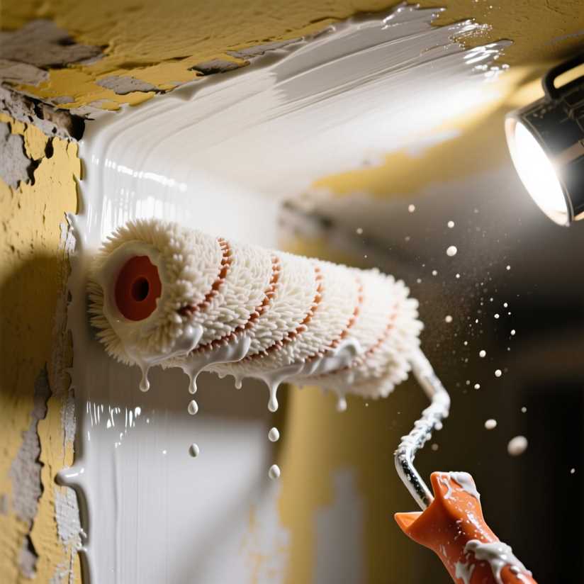 Покраска потолка водоэмульсионной краской валиком по старому слою без разводов Покраска потолка водоэмульсионной краской валиком по старому слою без разводов